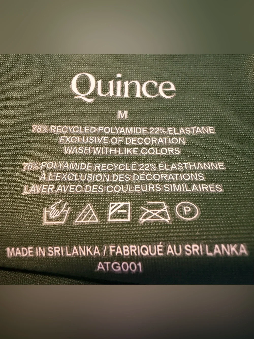 Quince Knotted Triangle Bikini Top Palm Green Size M NWT